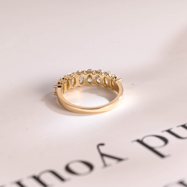 0.85CT Oval Cut Half Eternity CVD EF/VVS Diamond Wedding Band