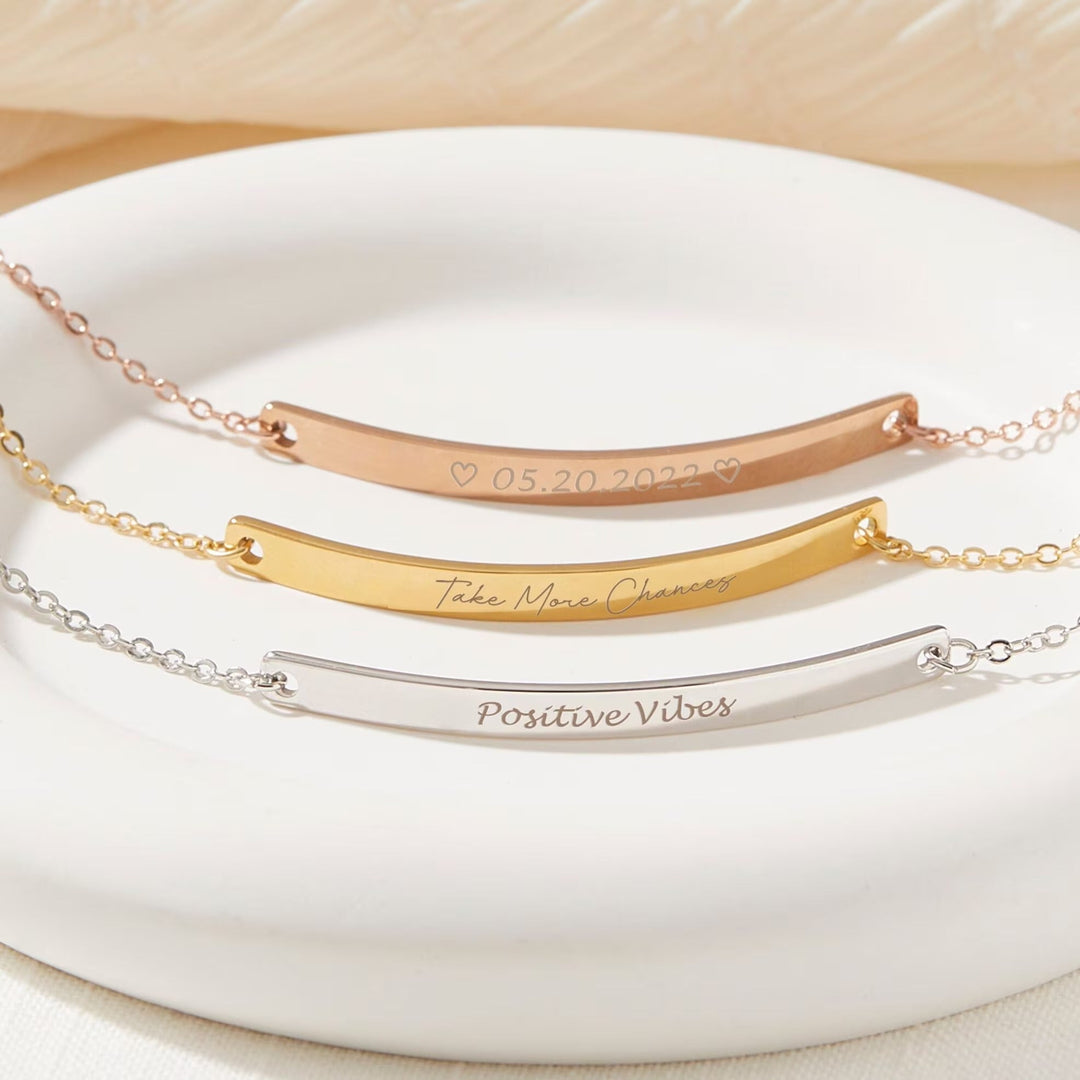 Personalized Engraved Gold Bracelet for Mother's Day Gift
