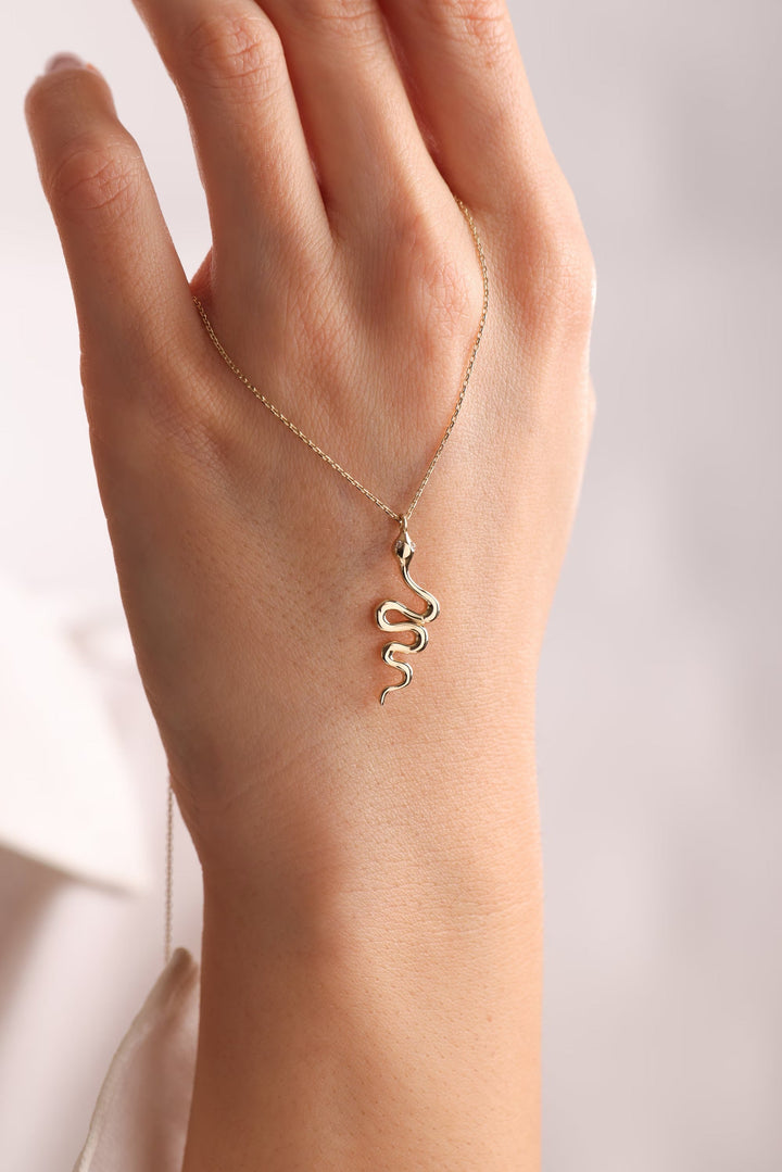 14K Solid Gold Unique Snap Necklace for Christmas Gift