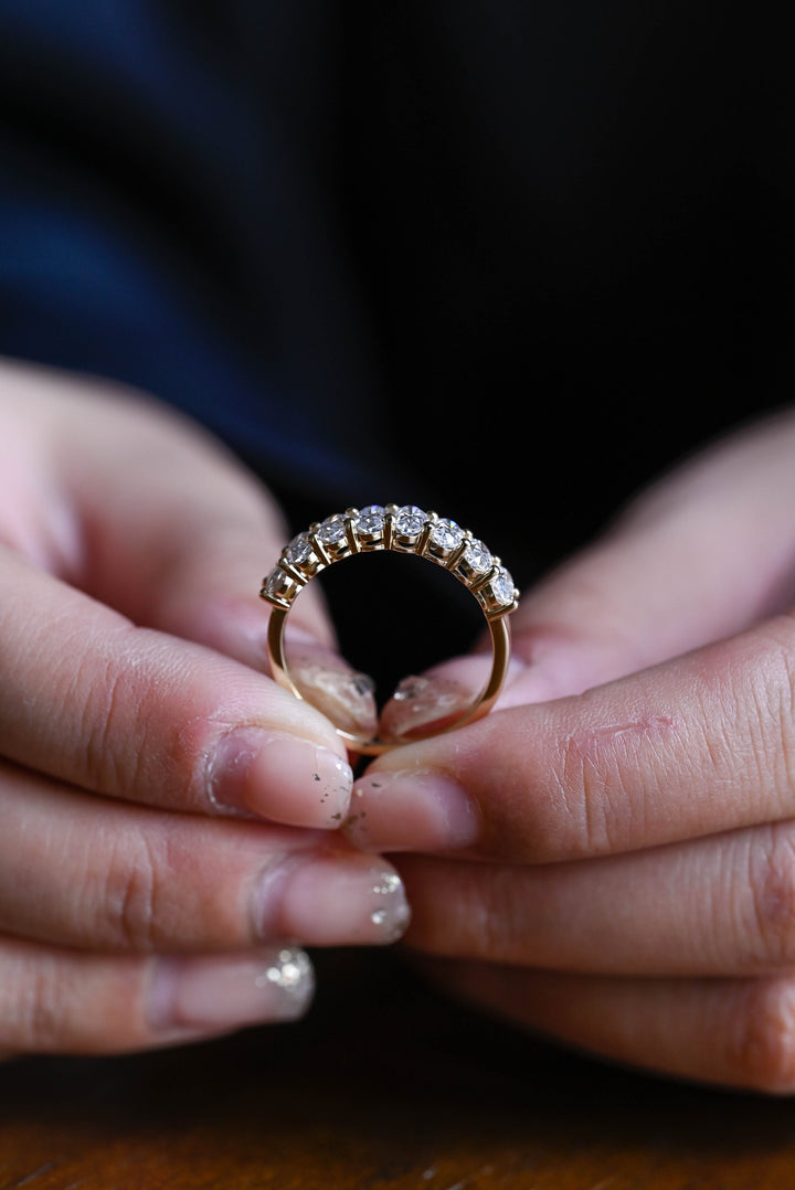 0.85CT Oval Cut Half Eternity CVD EF/VVS Diamond Wedding Band