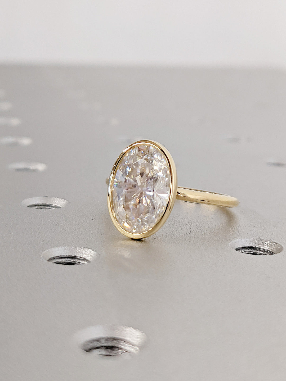 3.0CT Oval Cut Bezel Lab Grown Diamond Engagement Ring Anniversary Gift