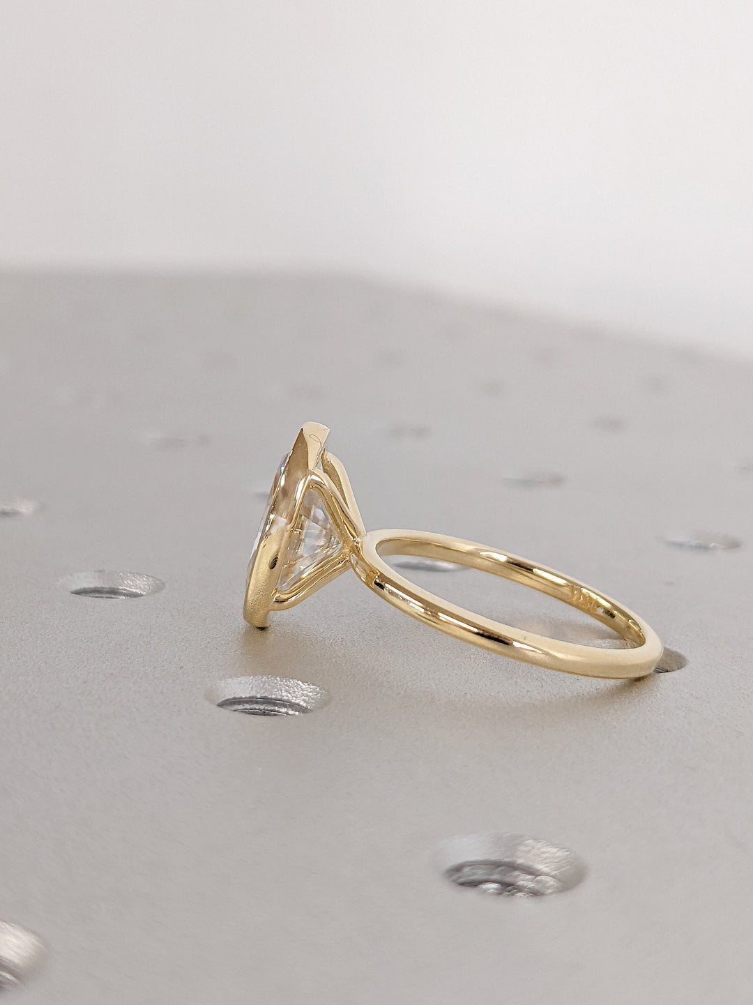 3.0CT Oval Cut Bezel Lab Grown Diamond Engagement Ring Anniversary Gift