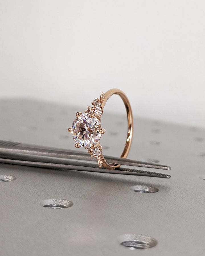 2.0CT Round Diamond Cluster Lab Grown Engagement Ring For Women