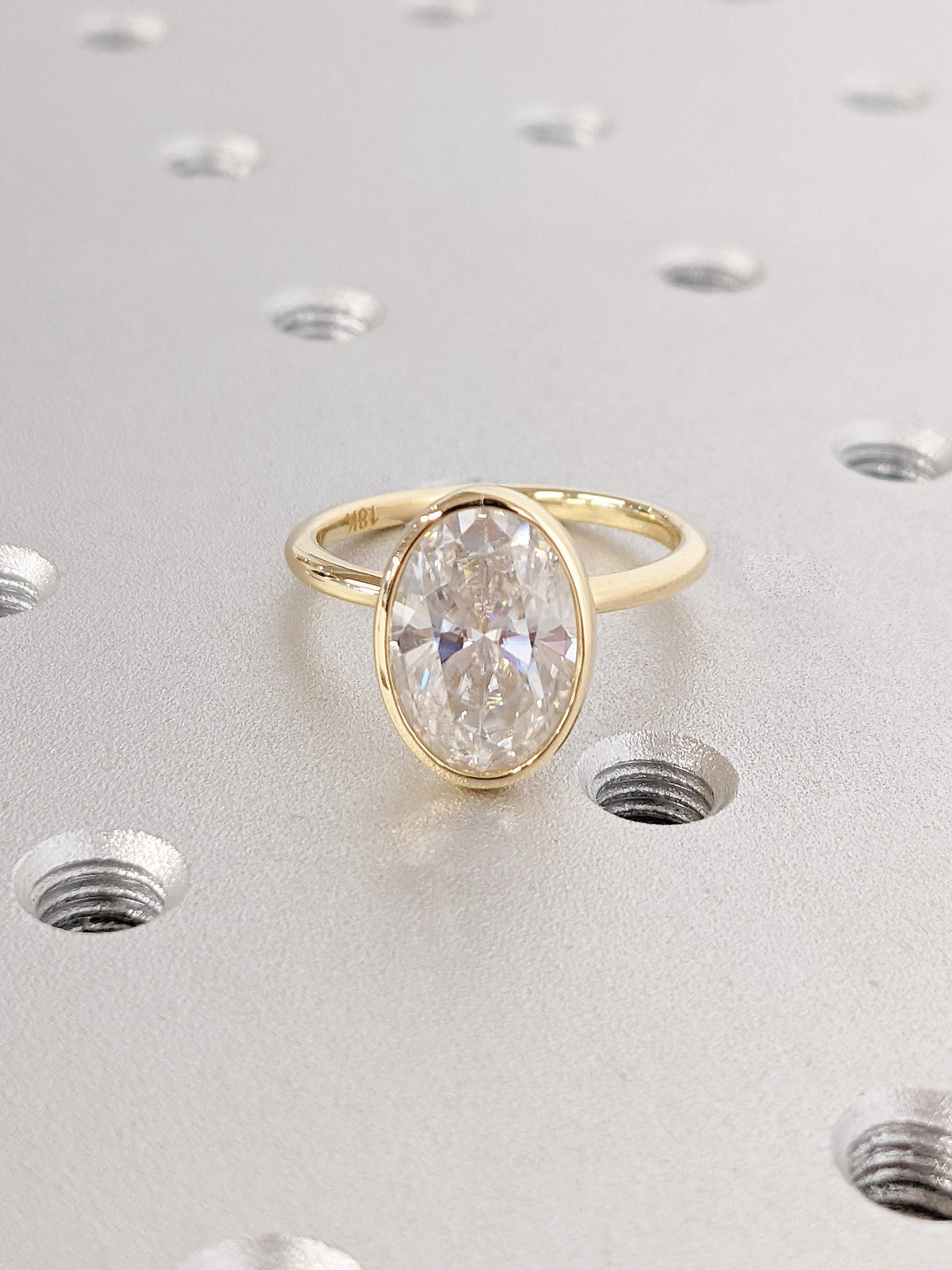 3.0CT Oval Cut Bezel Lab Grown Diamond Engagement Ring Anniversary Gift