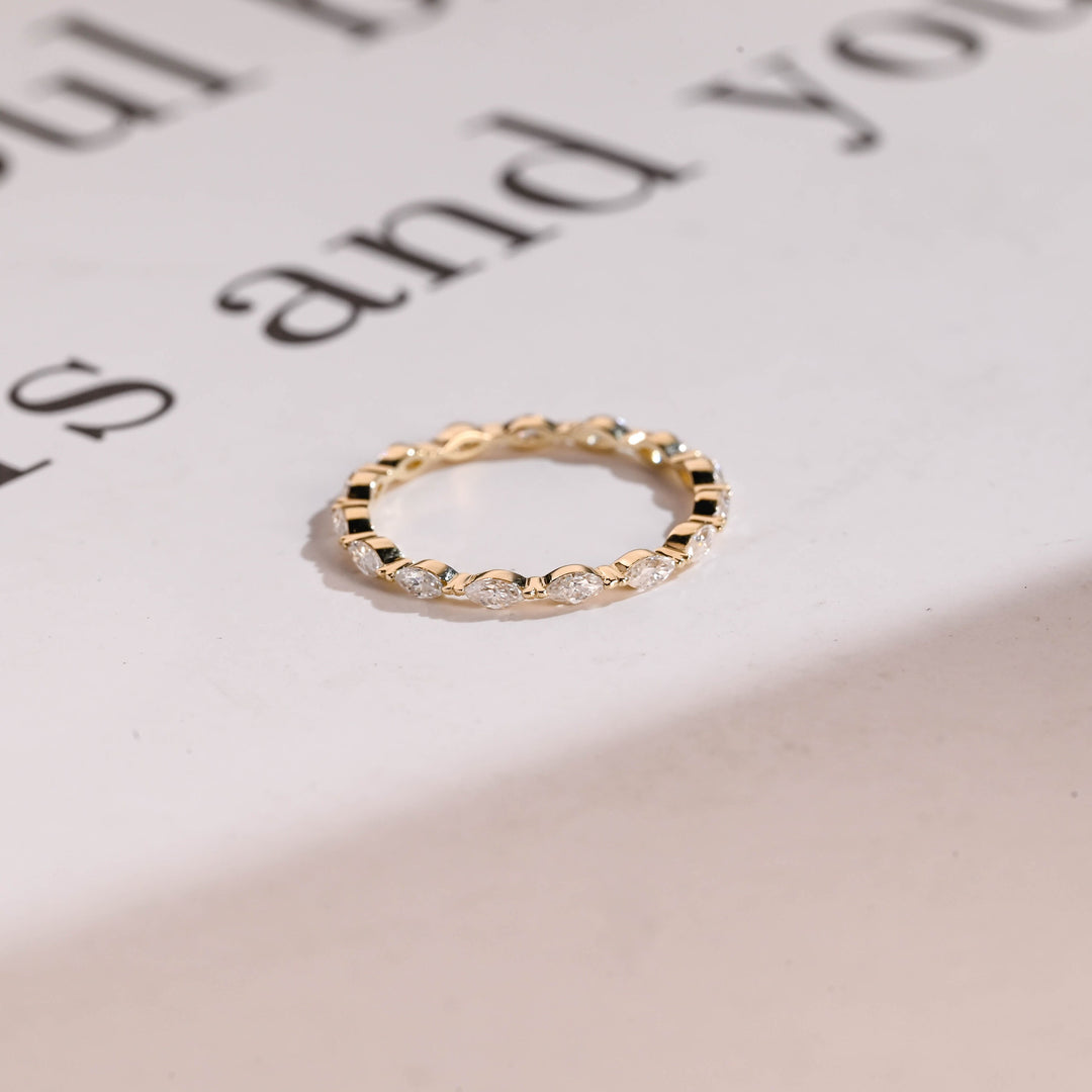 0.35CT Marquise Cut Single Prong CVD EF/VVS Diamond Wedding Band For Women