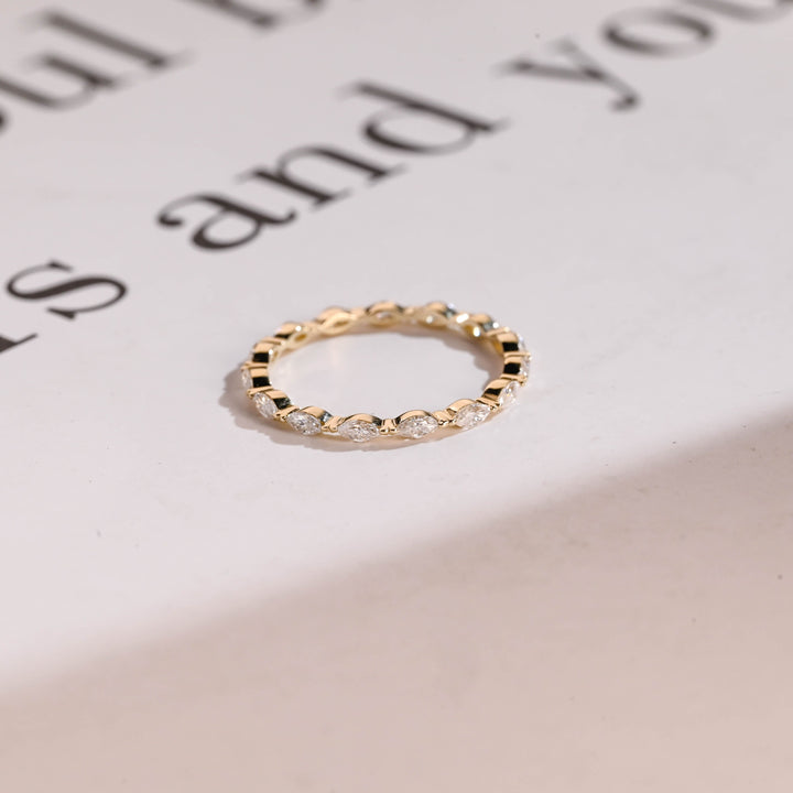 0.35CT Marquise Cut Single Prong CVD EF/VVS Diamond Wedding Band For Women