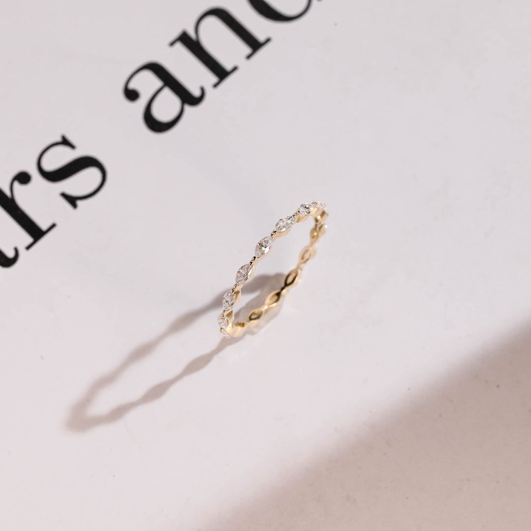 0.35CT Marquise Cut Single Prong CVD EF/VVS Diamond Wedding Band For Women