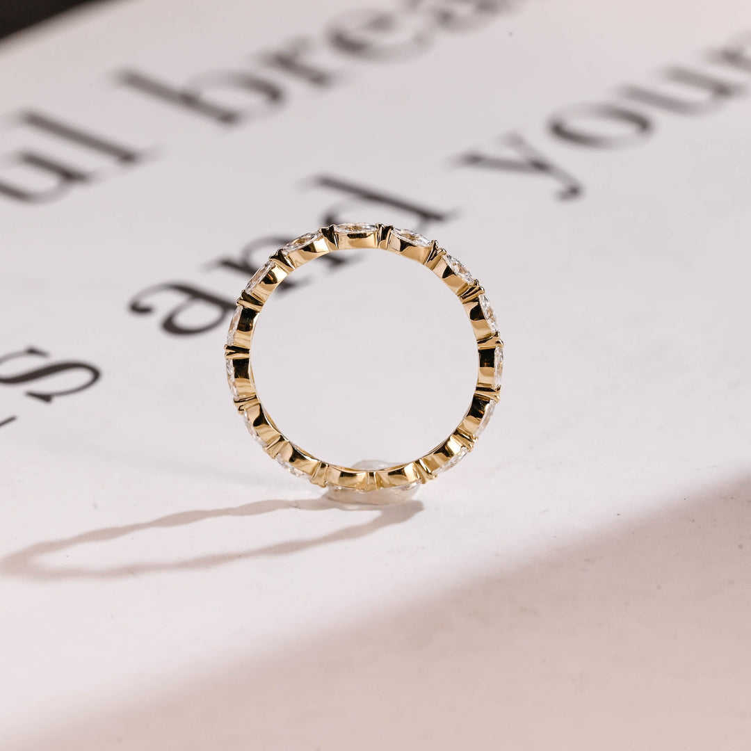 0.35CT Marquise Cut Single Prong CVD EF/VVS Diamond Wedding Band For Women