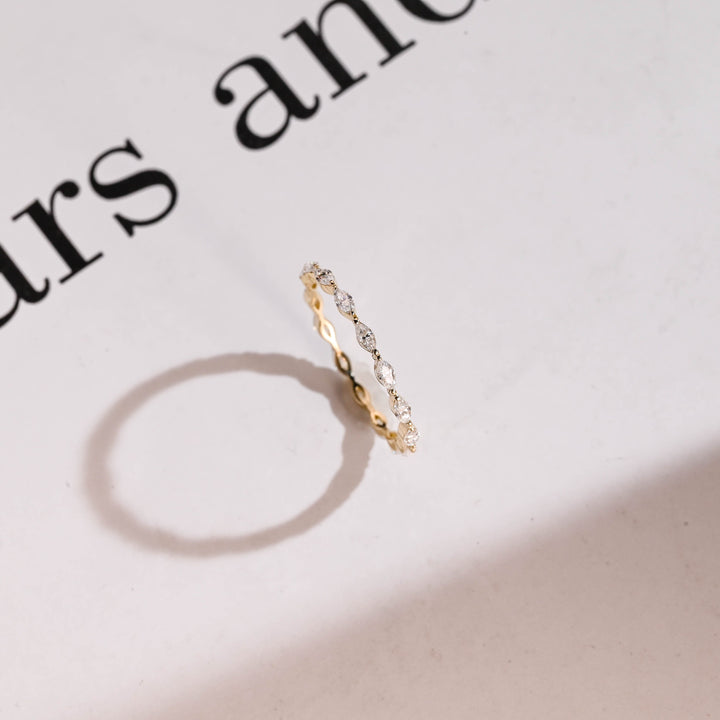 0.35CT Marquise Cut Single Prong CVD EF/VVS Diamond Wedding Band For Women