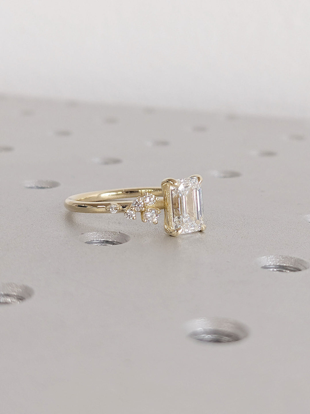 1.50CT Emerald Diamond Cluster Lab Grown Engagement Ring For Her