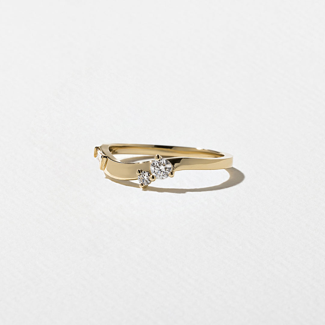 1.90CT Round & Pear E-VS Lab Grown Two Stone Diamond Ring With Curved Band