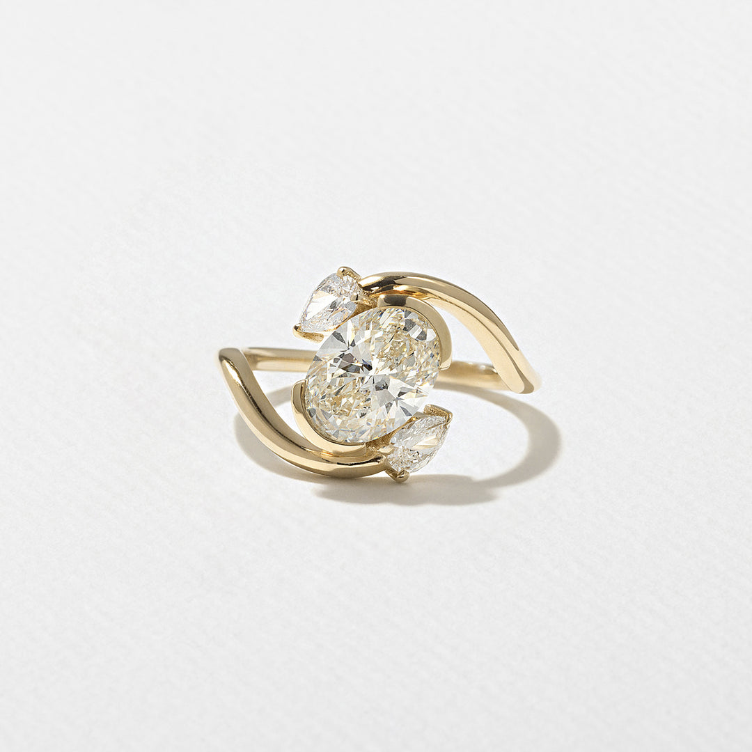 1.50CT Oval E-VS Lab Grown Bypass Diamond Ring With Baguette Eternity Band