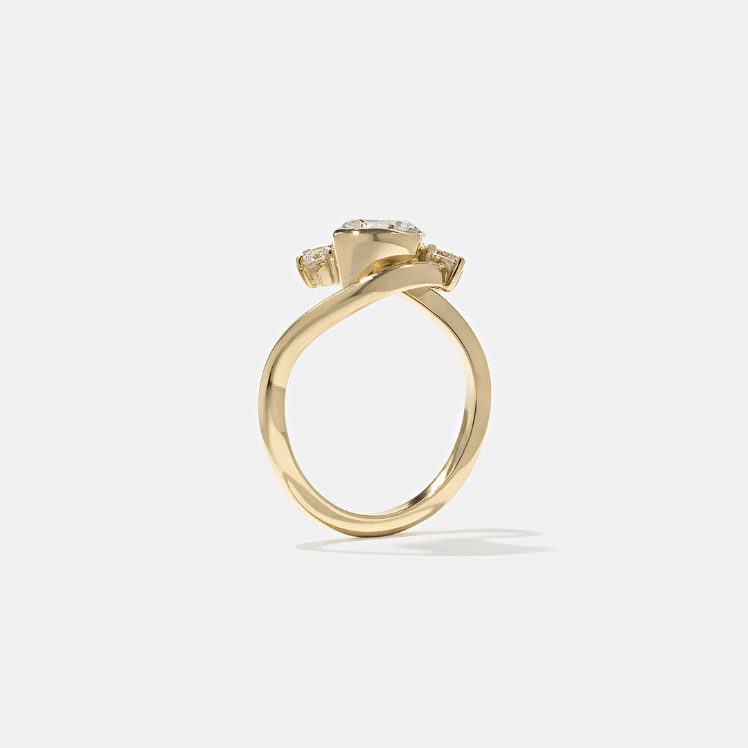 1.50CT Oval E-VS Lab Grown Bypass Diamond Ring With Baguette Eternity Band