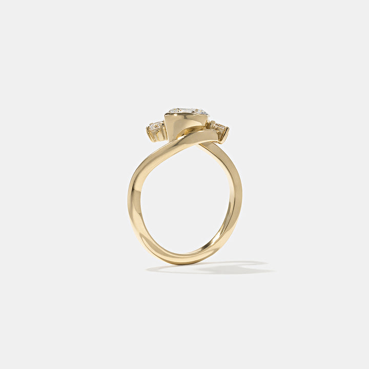 1.50CT Oval E-VS Lab Grown Bypass Diamond Ring With Baguette Eternity Band