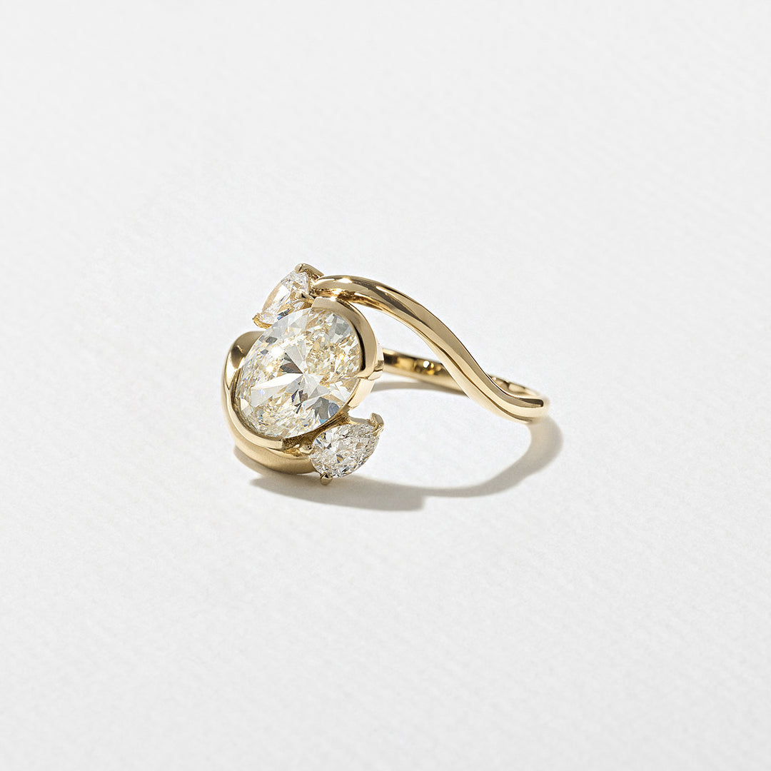 1.50CT Oval E-VS Lab Grown Bypass Diamond Ring With Baguette Eternity Band