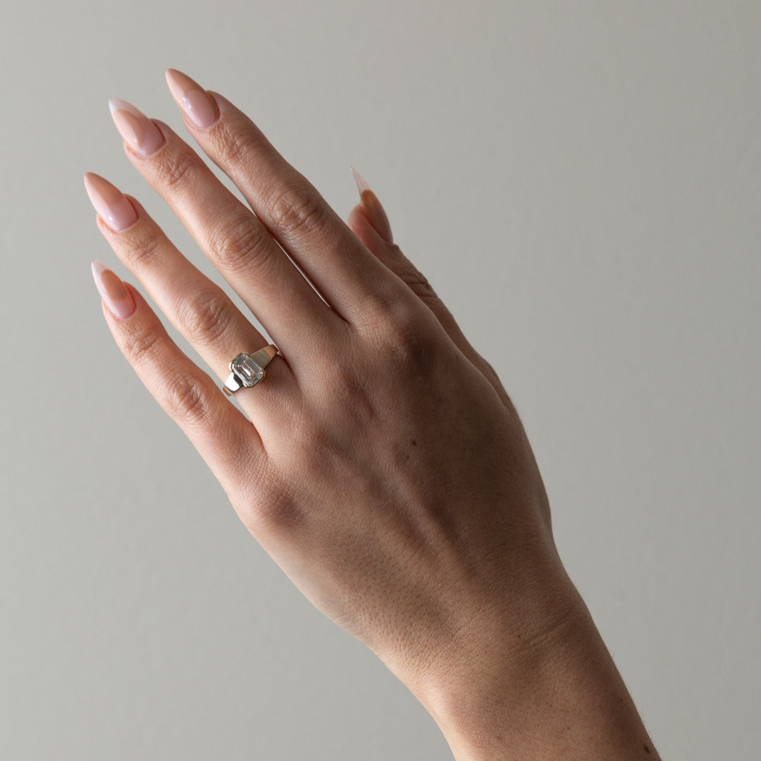 2.0CT Emerald E-VS Lab Grown Thick Wedding Ring With Thick Pave Band