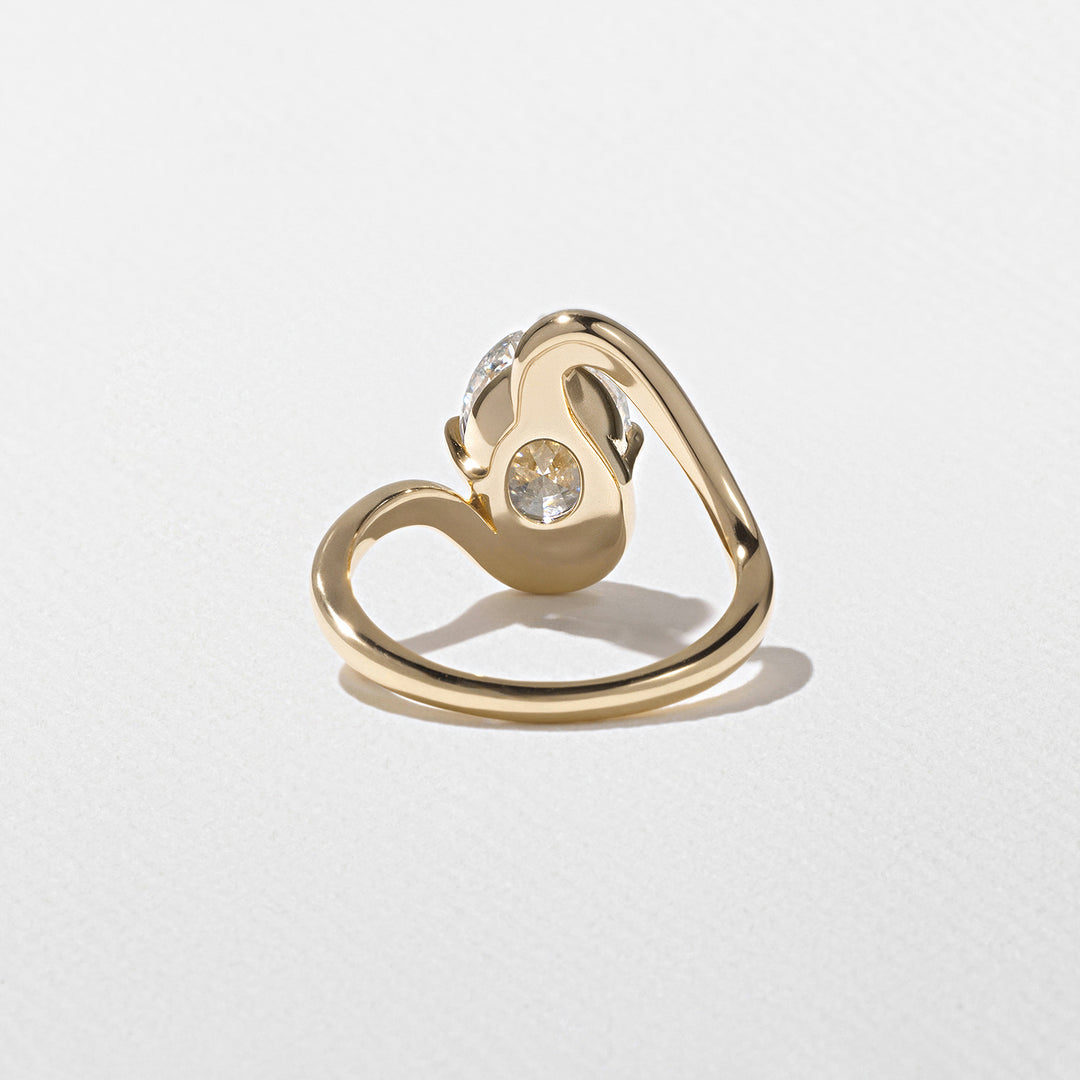 2.0CT Oval E-VS Lab Grown Unique Wave Wedding Ring With Plain Curve Band