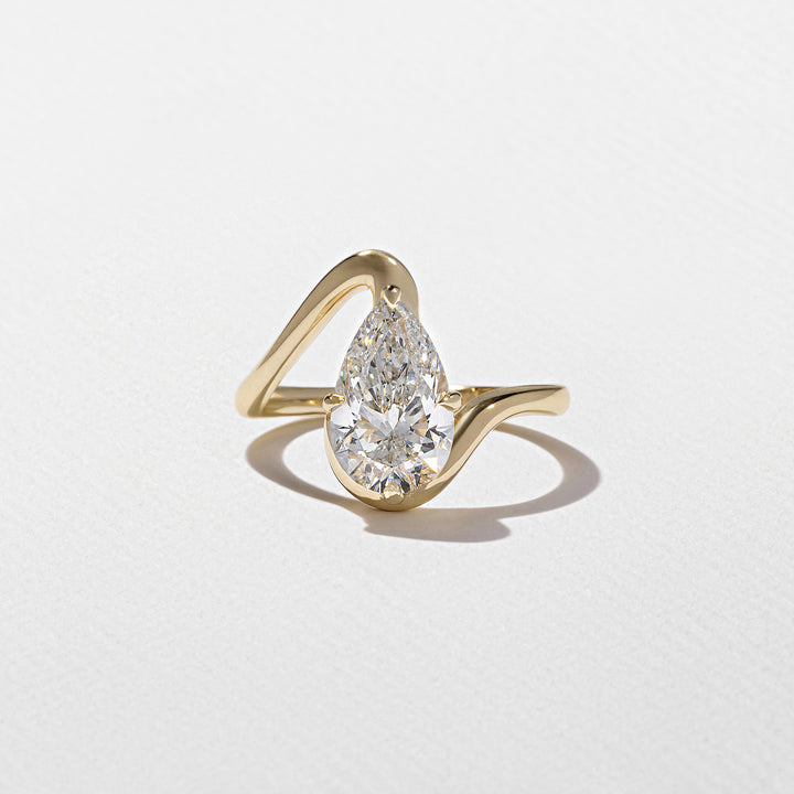 2.0CT Pear E-VS Lab Grown Curved Wedding Ring With Pave Curve Band