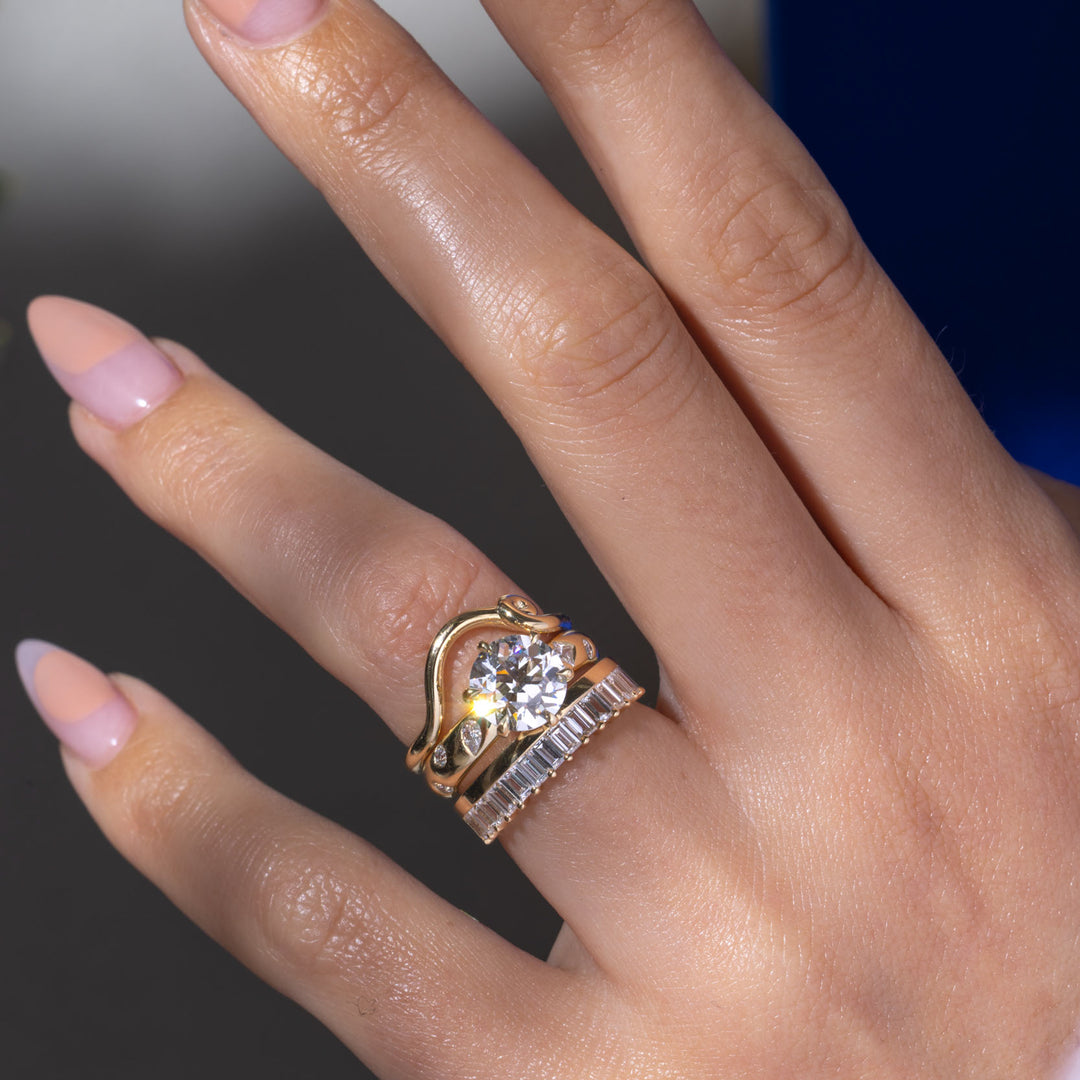 2.50CT Round E-VS Lab Grown Thick Diamond Ring With Twirl Plain Band