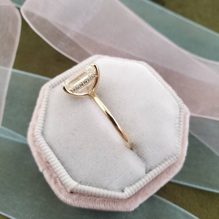 2ct Emerald D-VS1 Lag Grown Diamond Hidden Halo Engagement Ring