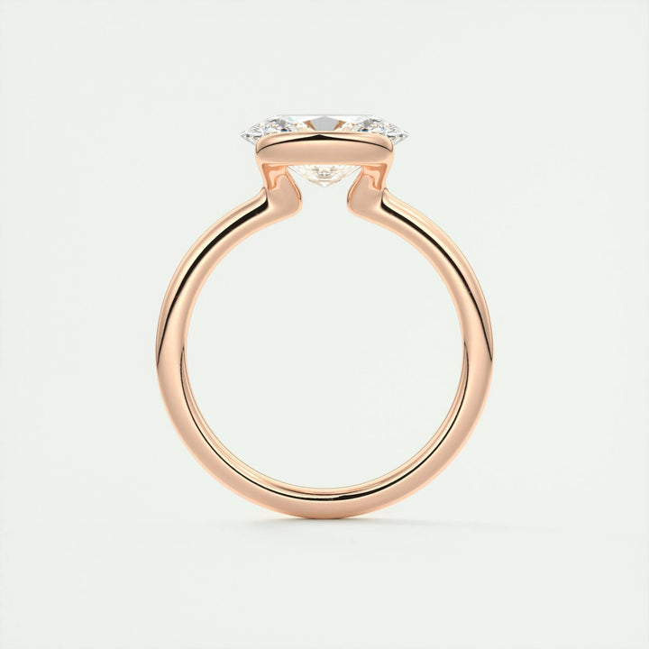 2ct Oval Cut Unique Bezel Lab Grown Diamond Solitaire Engagement Ring