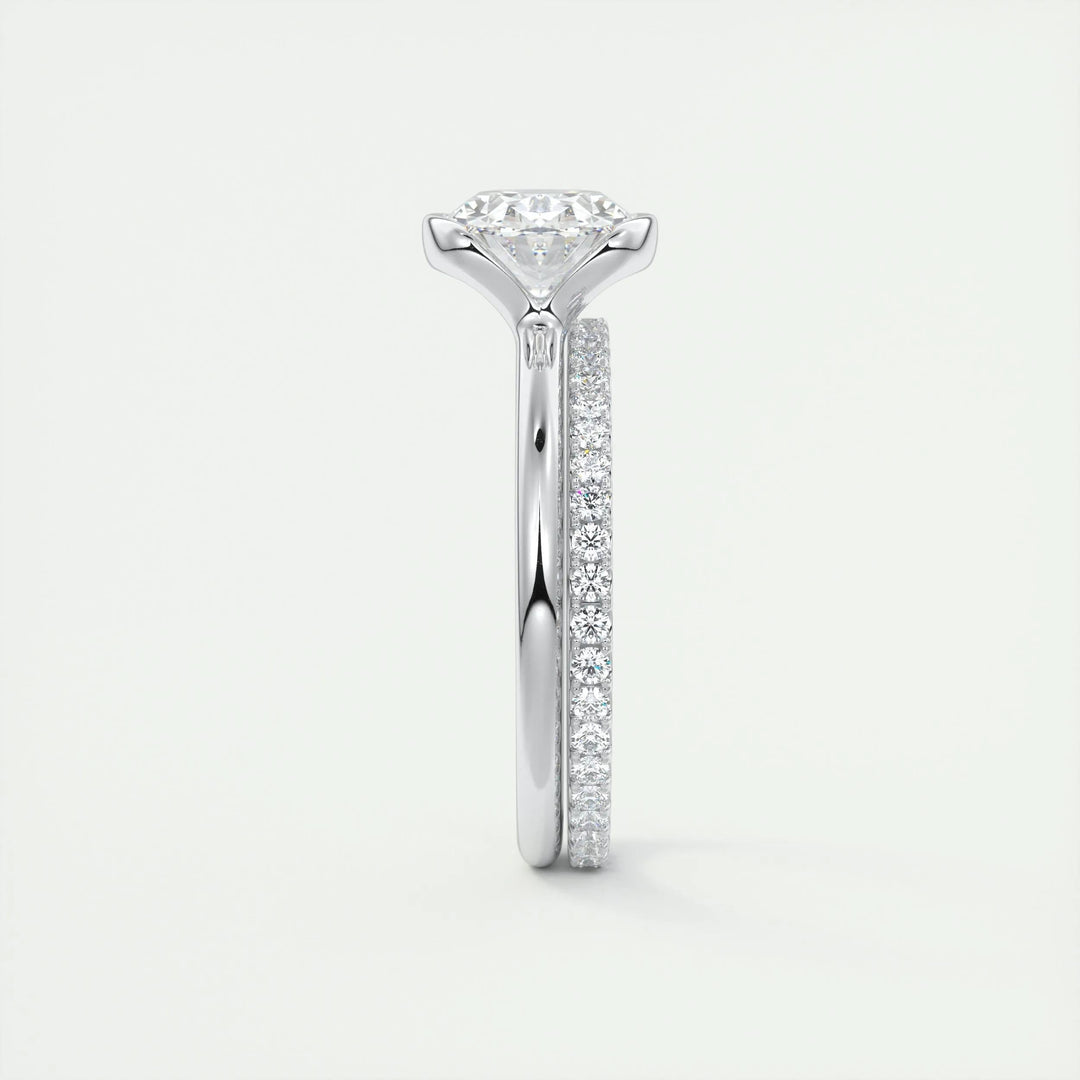 2ct Oval Cut Unique Bezel Lab Grown Diamond Solitaire Engagement Ring