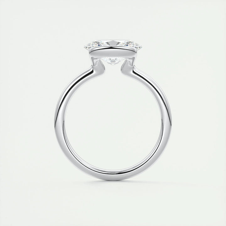 2ct Oval Cut Unique Bezel Lab Grown Diamond Solitaire Engagement Ring