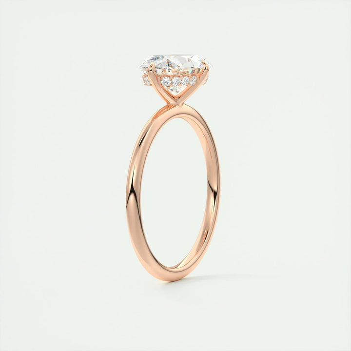 2ct Oval Hidden Halo F- VS1 Lab Grown Diamond Engagement Ring