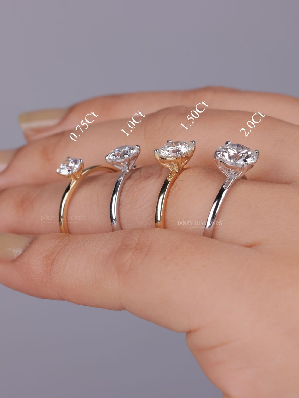 0.75ct - 2.0ct Round E - VS1 Lab Grown Solitaire Diamond Engagement Ring - Doozy Diamonds