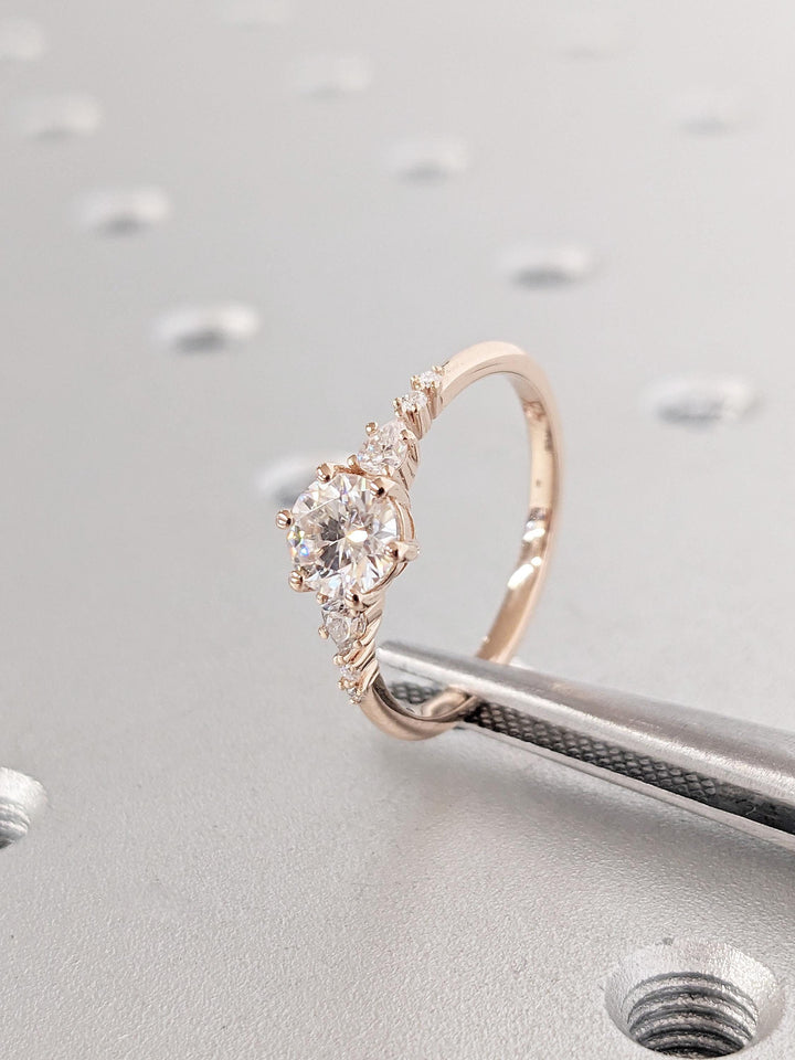 0.50CT Cluster Round Lab Grown Diamond Engagement Ring