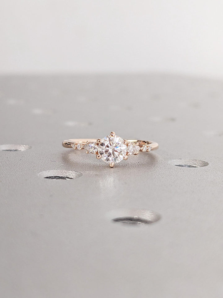 0.50CT Cluster Round Lab Grown Diamond Engagement Ring
