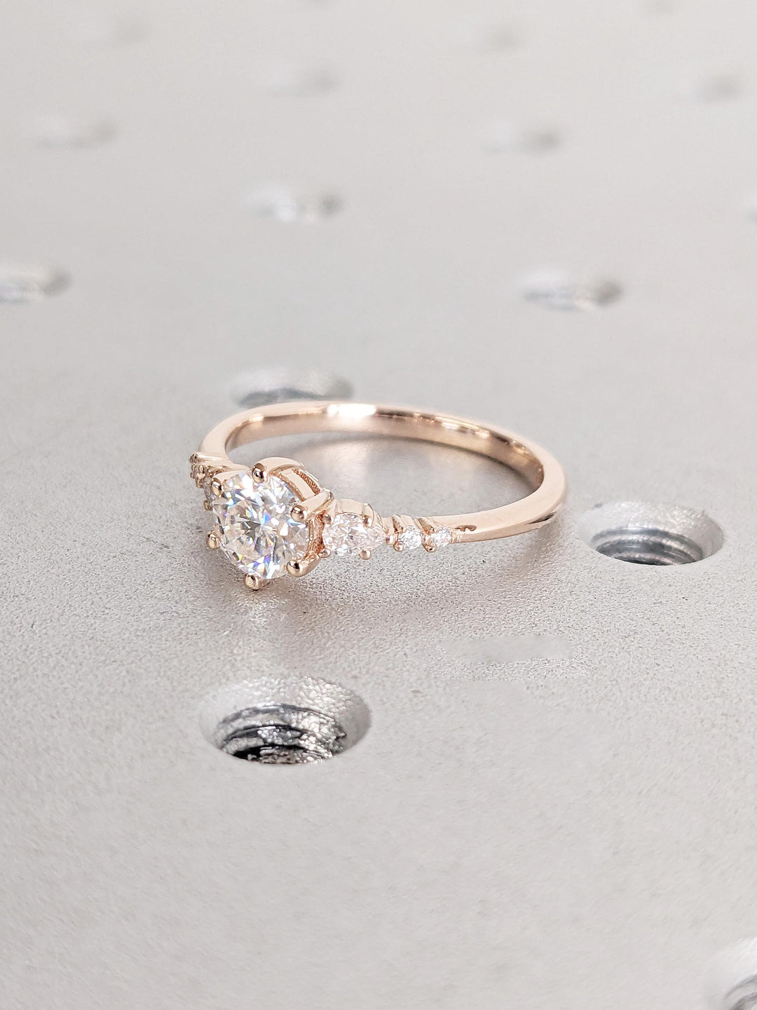 0.50CT Cluster Round Lab Grown Diamond Engagement Ring
