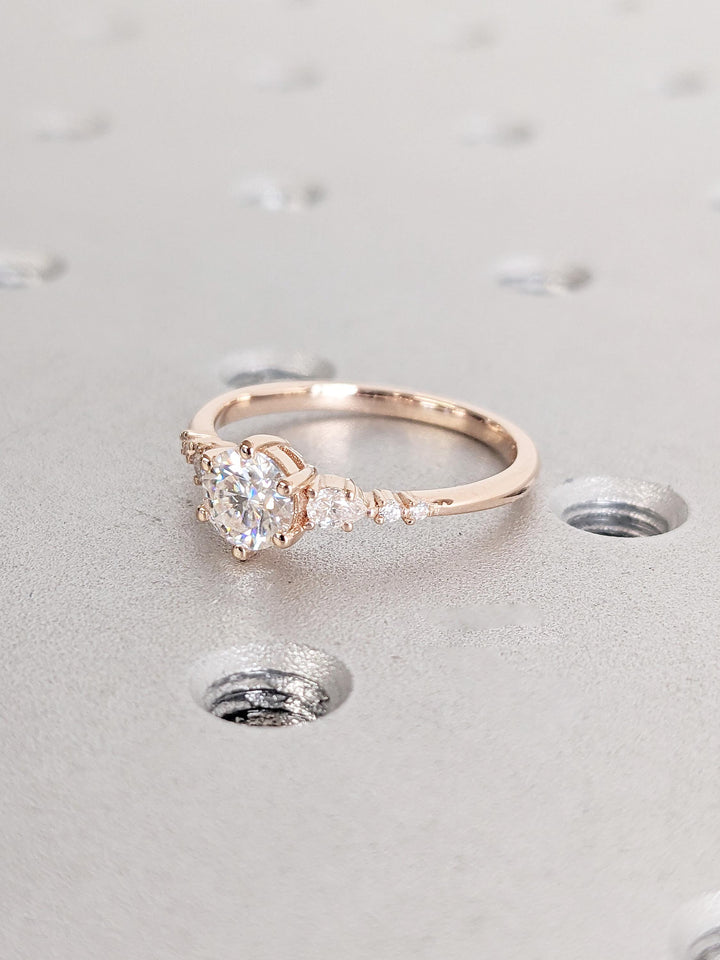 0.50CT Cluster Round Lab Grown Diamond Engagement Ring