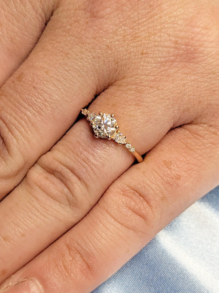 0.50CT Cluster Round Lab Grown Diamond Engagement Ring