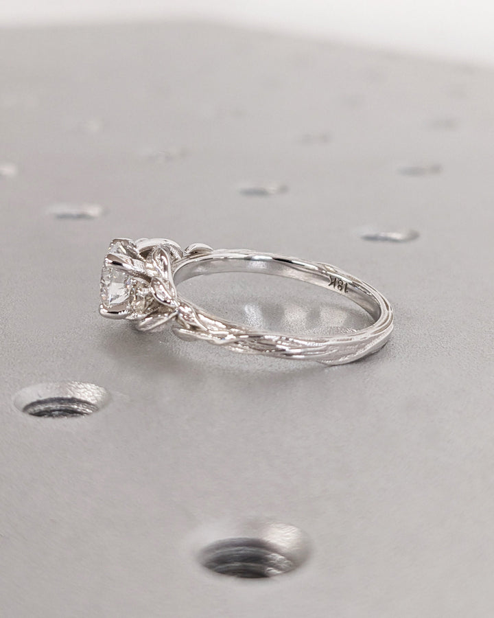 0.75CT Round Cut Three Stone Lab Grown Diamond Cluster Engagement Ring