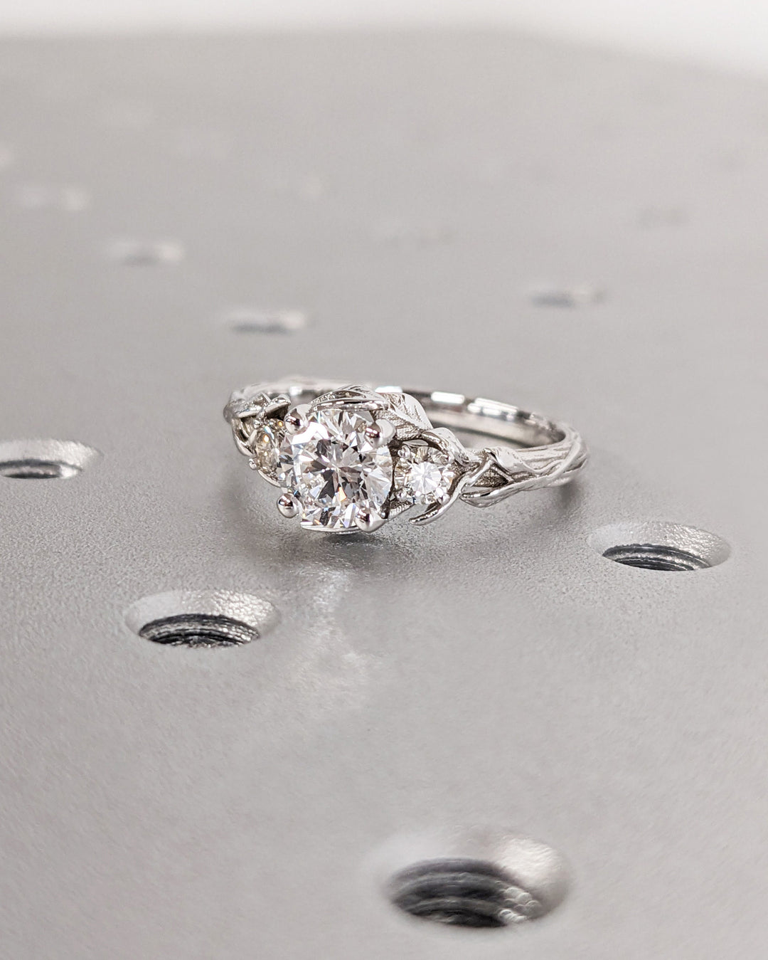 0.75CT Round Cut Three Stone Lab Grown Diamond Cluster Engagement Ring