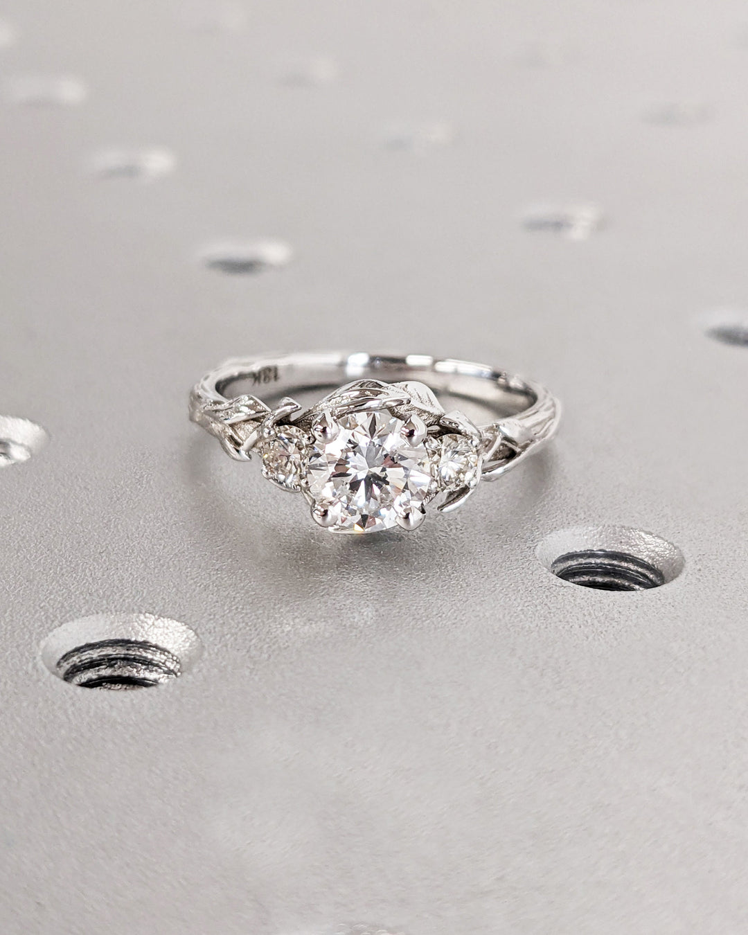 0.75CT Round Cut Three Stone Lab Grown Diamond Cluster Engagement Ring
