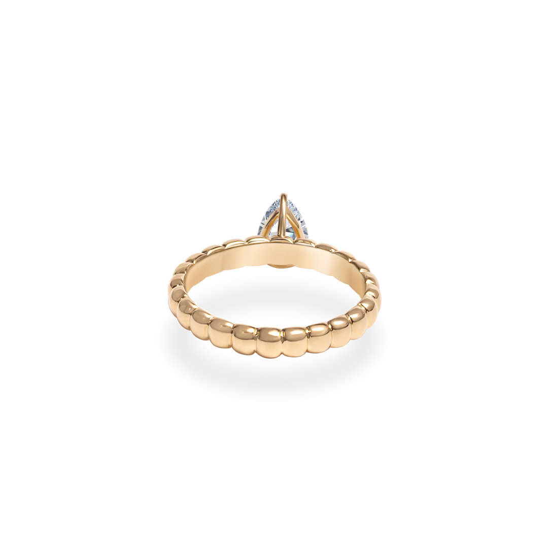 1.0CT-2.0CT Pear Cut Lab Grown Diamond Puff Engagement Ring for Her