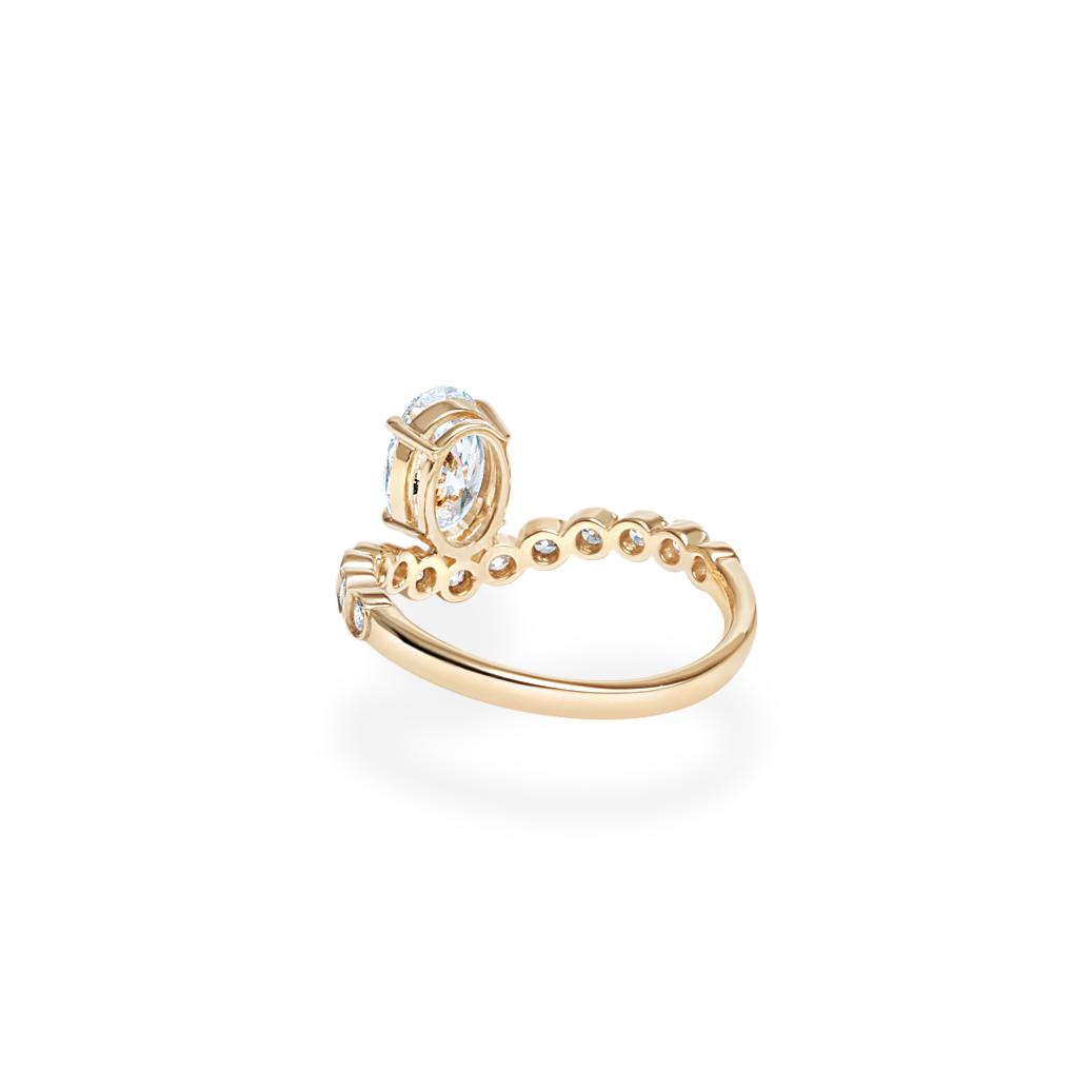 1.0CT-2.0CT Oval Cut Lab Grown Diamond Bubble Pave Engagement Ring