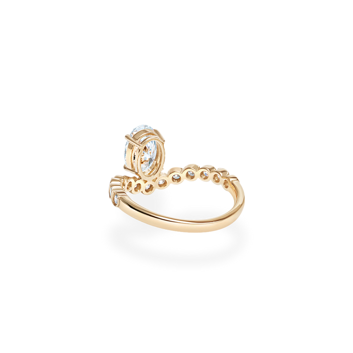 1.0CT-2.0CT Oval Cut Lab Grown Diamond Bubble Pave Engagement Ring