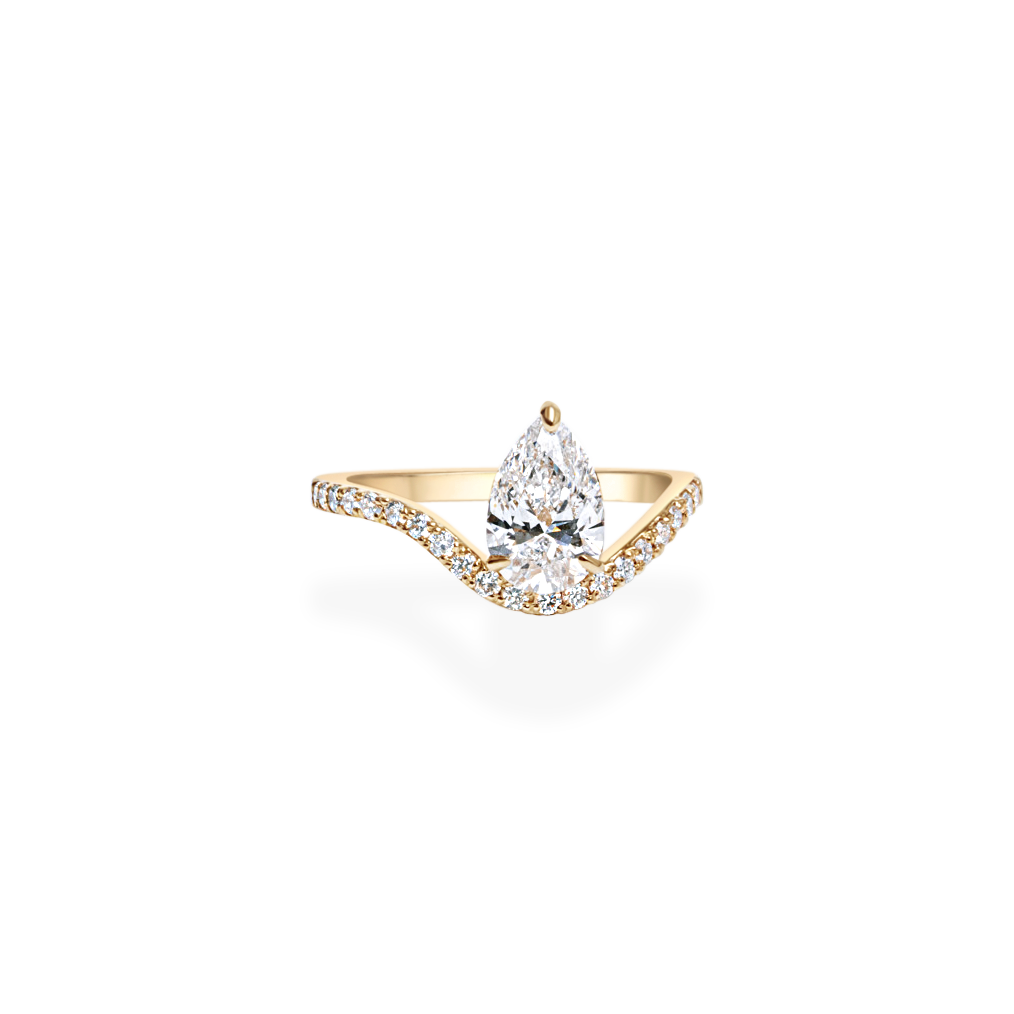 1.0CT-2.0CT Pear Cut Lab Grown Diamond Wave Engagement Ring for Her