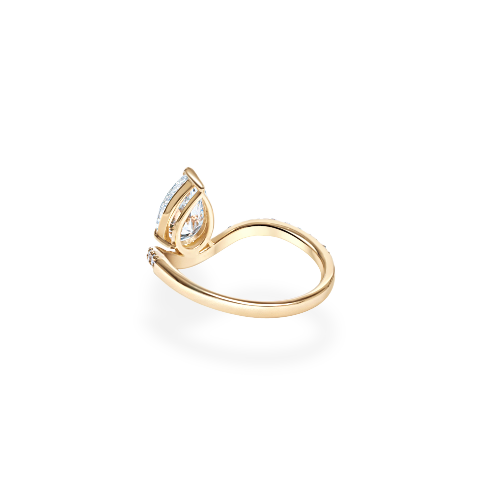 1.0CT-2.0CT Pear Cut Lab Grown Diamond Wave Engagement Ring for Her