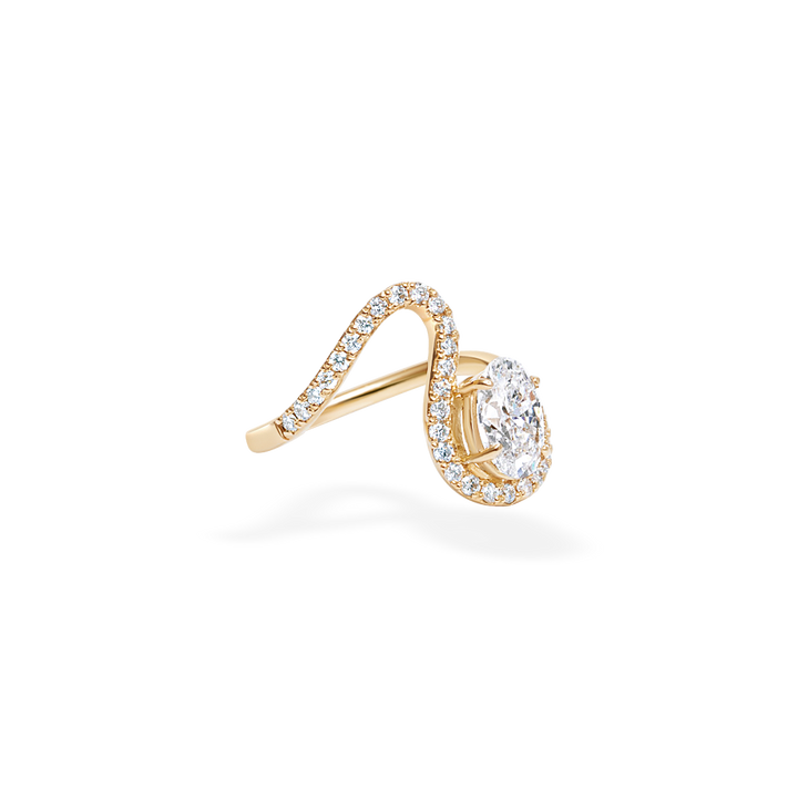 1.0CT-2.0CT Oval Cut Lab Grown Diamond Wave Engagement Ring for Women