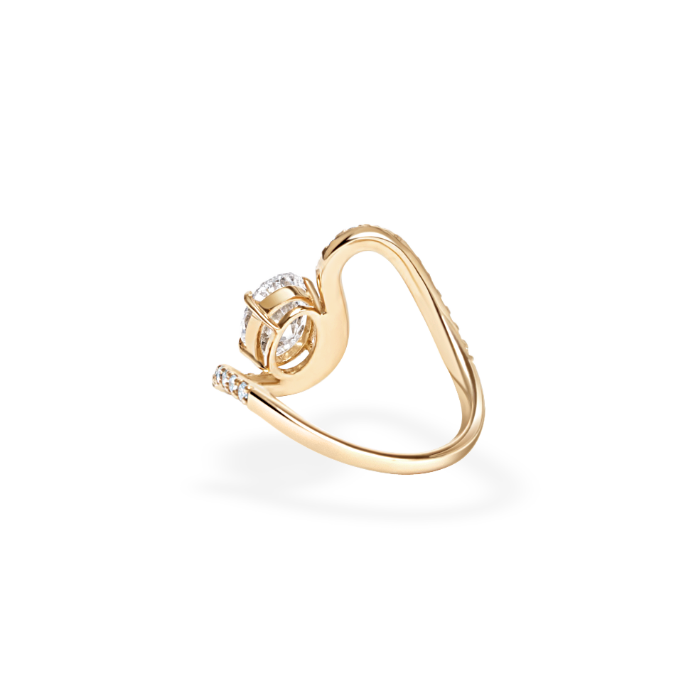 1.0CT-2.0CT Oval Cut Lab Grown Diamond Wave Engagement Ring for Women