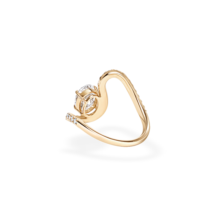 1.0CT-2.0CT Oval Cut Lab Grown Diamond Wave Engagement Ring for Women