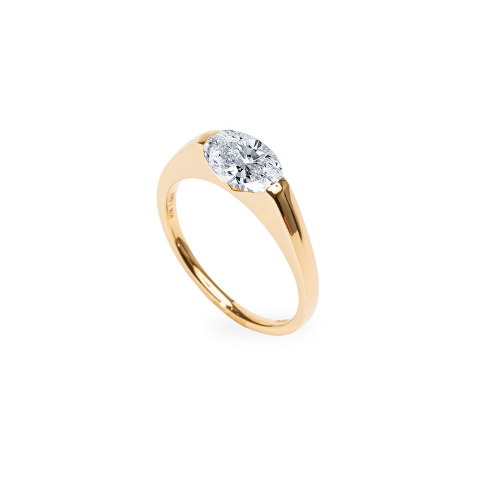 1.0CT-2.0CT East West Oval Cut Lab Grown Diamond Engagement Ring