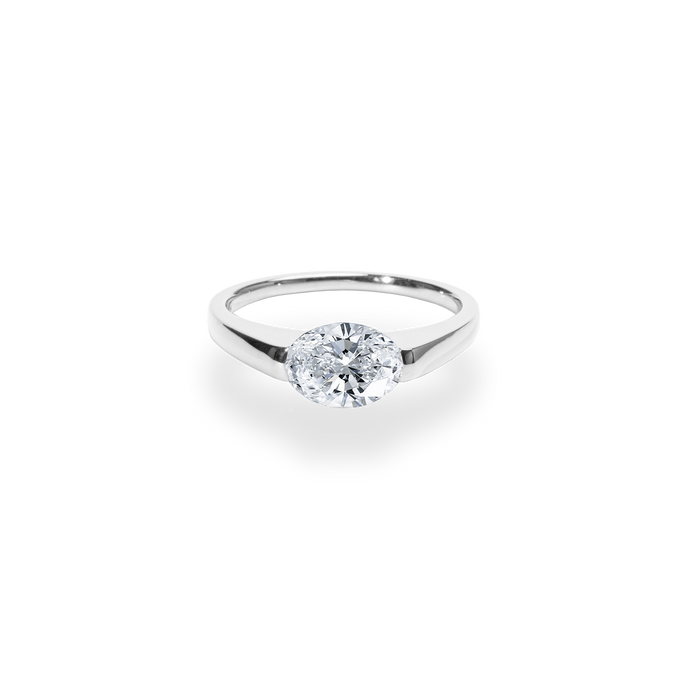 1.0CT-2.0CT East West Oval Cut Lab Grown Diamond Engagement Ring