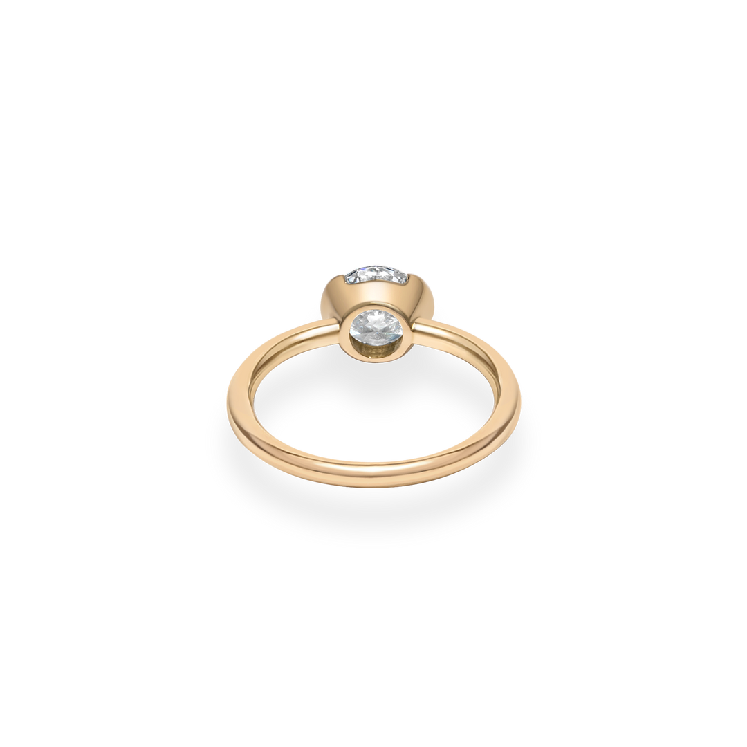 1.0CT-3.0CT Round Cut Lab Grown Diamond Half Bezel Engagement Ring