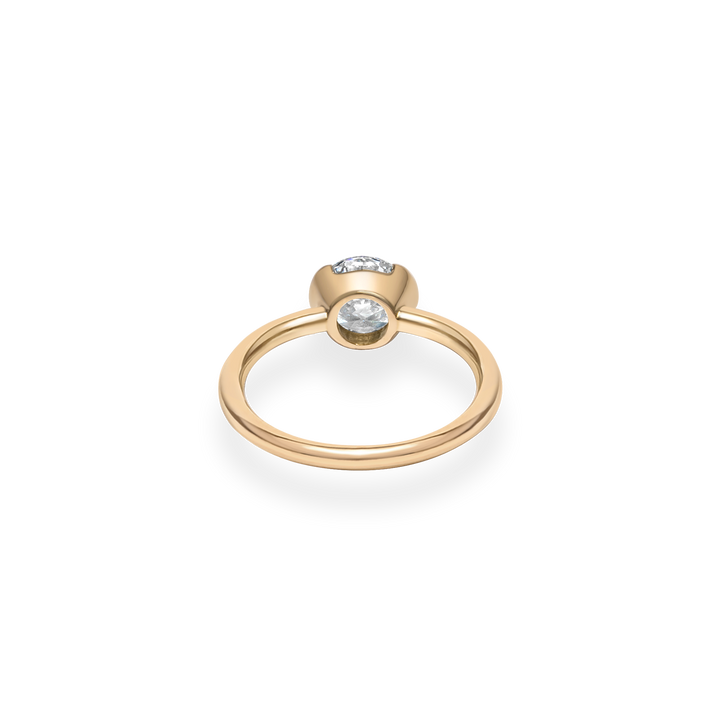 1.0CT-3.0CT Round Cut Lab Grown Diamond Half Bezel Engagement Ring