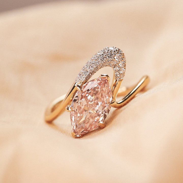 1.50CT-2.50CT Pink Marquise Lab Grown Diamond Unique Engagement Ring